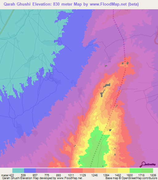 Qarah Ghushi,Afghanistan Elevation Map