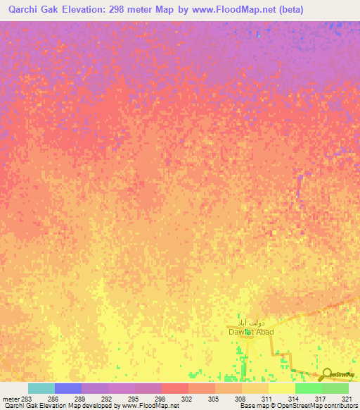 Qarchi Gak,Afghanistan Elevation Map