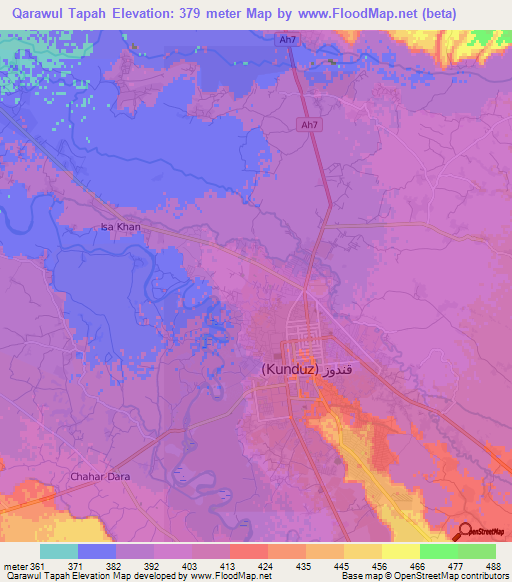 Qarawul Tapah,Afghanistan Elevation Map
