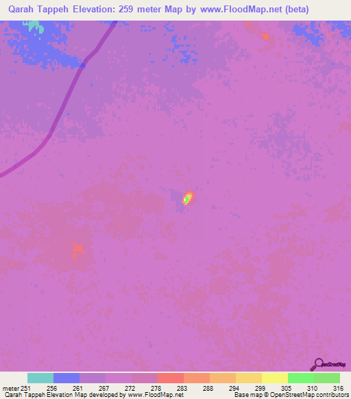 Qarah Tappeh,Afghanistan Elevation Map