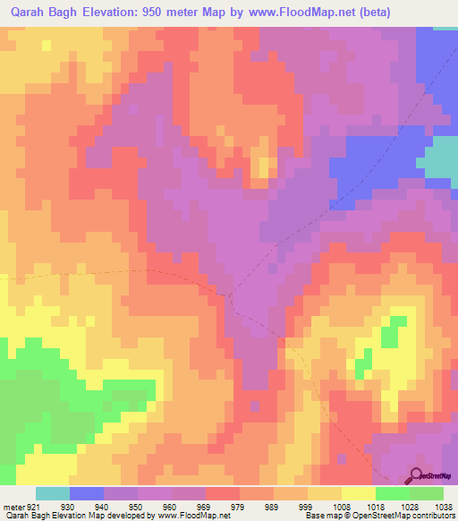 Qarah Bagh,Afghanistan Elevation Map