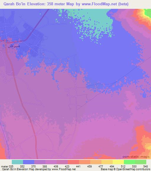 Qarah Bo'in,Afghanistan Elevation Map