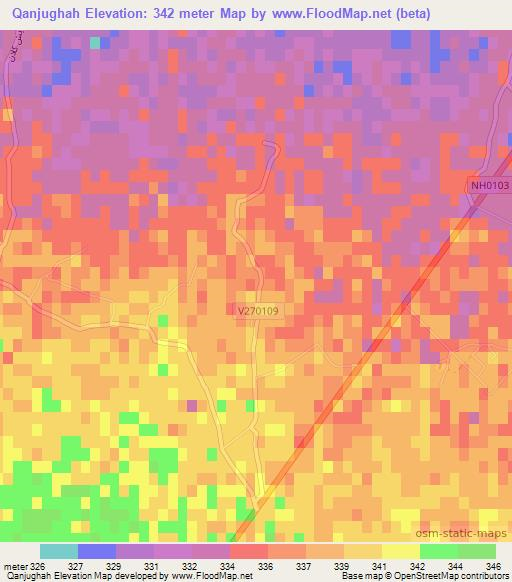 Qanjughah,Afghanistan Elevation Map