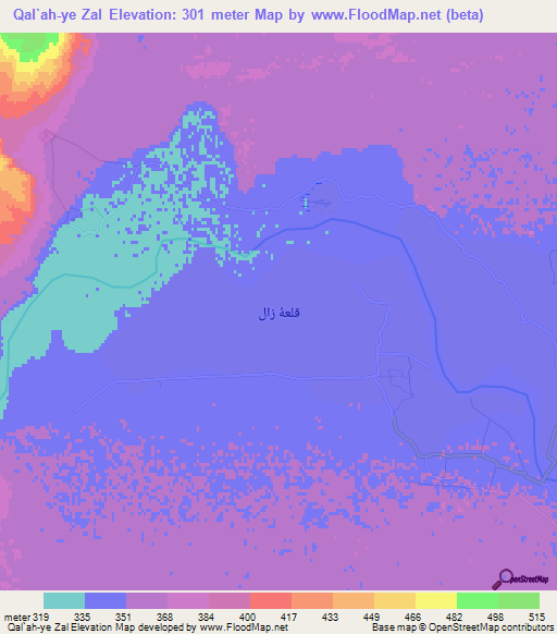 Qal`ah-ye Zal,Afghanistan Elevation Map
