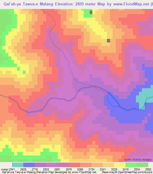 Qal`ah-ye Tawus-e Malang,Afghanistan Elevation Map