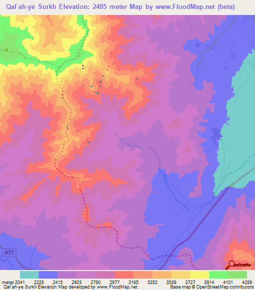 Qal`ah-ye Surkh,Afghanistan Elevation Map