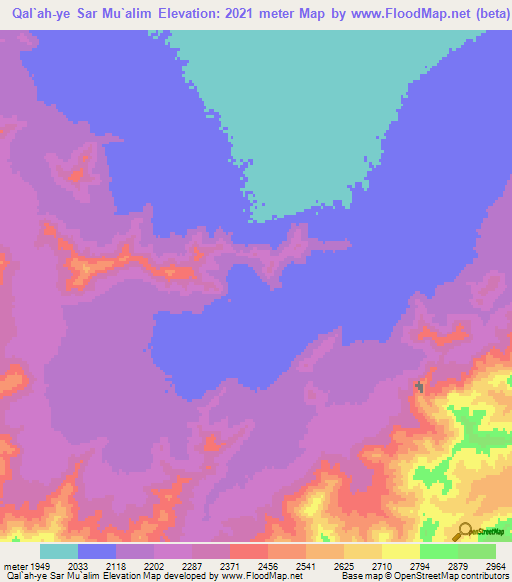Qal`ah-ye Sar Mu`alim,Afghanistan Elevation Map