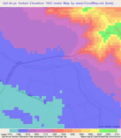 Qal`ah-ye Sarkari,Afghanistan Elevation Map