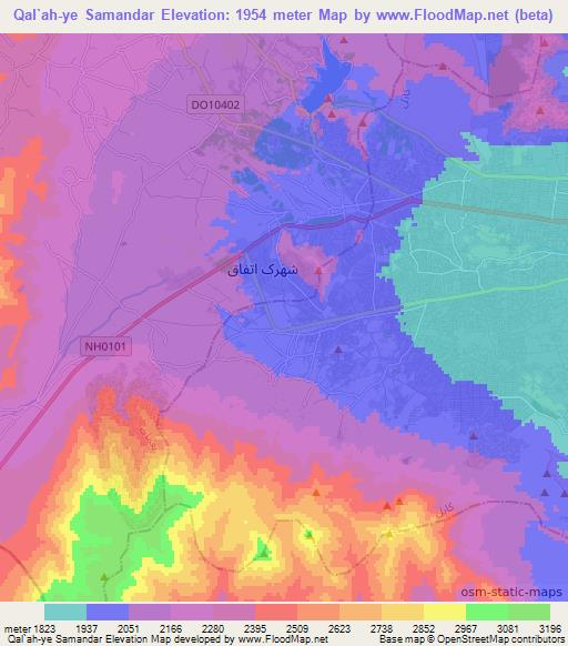 Qal`ah-ye Samandar,Afghanistan Elevation Map