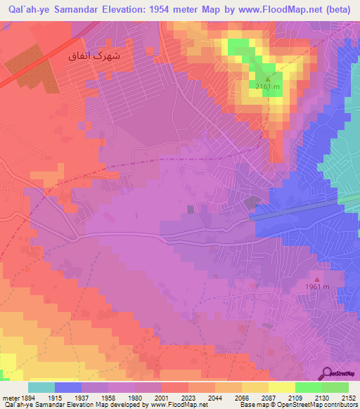 Qal`ah-ye Samandar,Afghanistan Elevation Map
