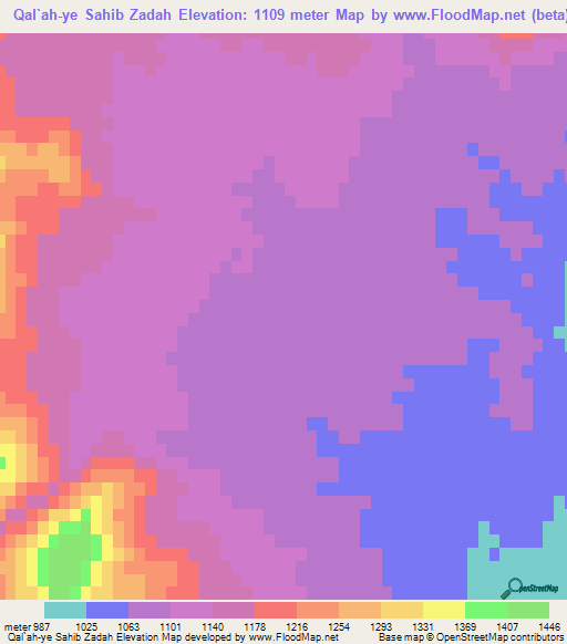 Qal`ah-ye Sahib Zadah,Afghanistan Elevation Map