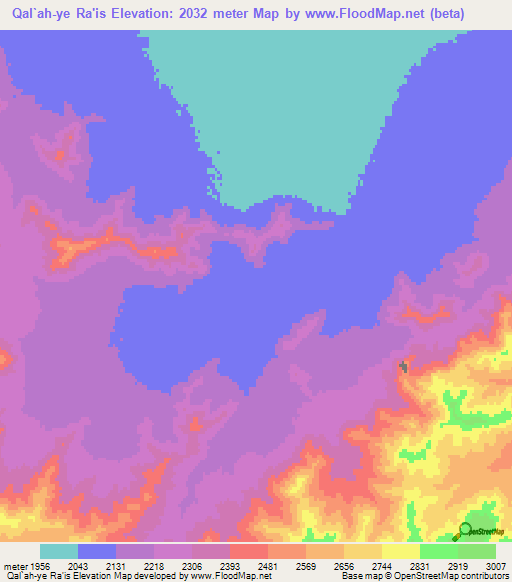 Qal`ah-ye Ra'is,Afghanistan Elevation Map