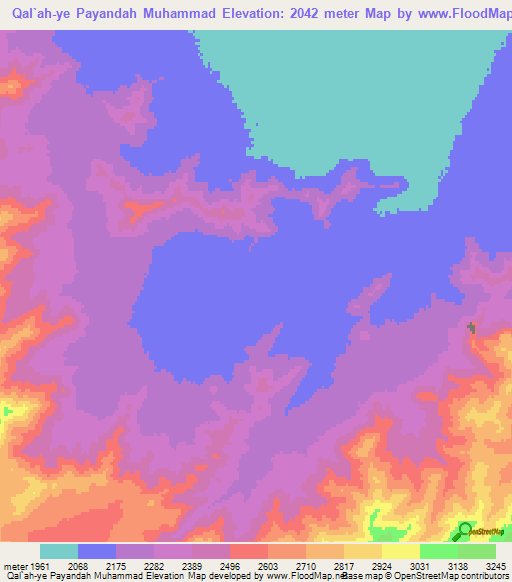 Qal`ah-ye Payandah Muhammad,Afghanistan Elevation Map