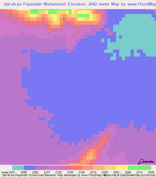 Qal`ah-ye Payandah Muhammad,Afghanistan Elevation Map