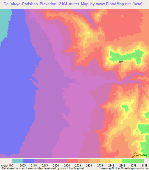 Qal`ah-ye Padshah,Afghanistan Elevation Map