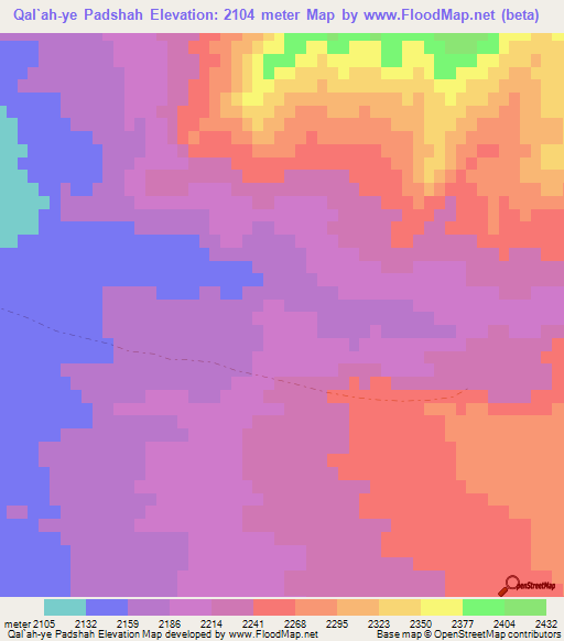 Qal`ah-ye Padshah,Afghanistan Elevation Map