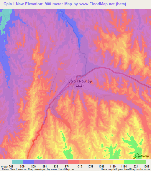 Qala i Naw,Afghanistan Elevation Map