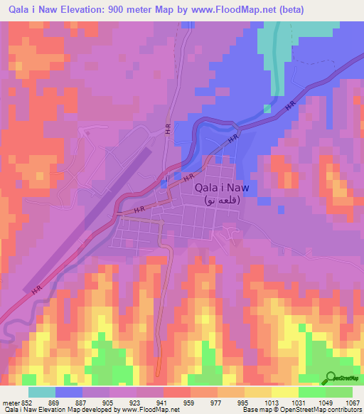 Qala i Naw,Afghanistan Elevation Map