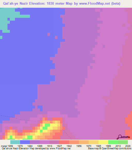 Qal`ah-ye Nazir,Afghanistan Elevation Map