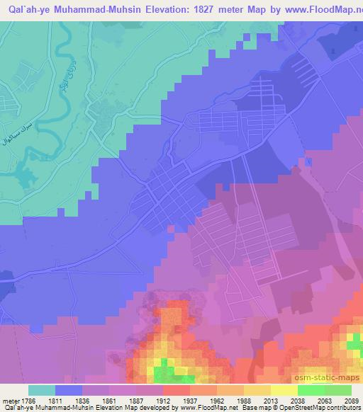 Qal`ah-ye Muhammad-Muhsin,Afghanistan Elevation Map