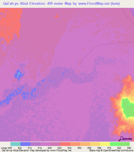 Qal`ah-ye Afzal,Afghanistan Elevation Map