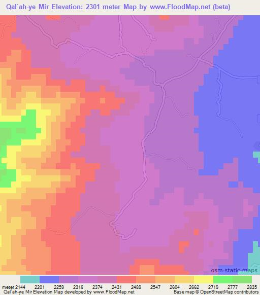 Qal`ah-ye Mir,Afghanistan Elevation Map