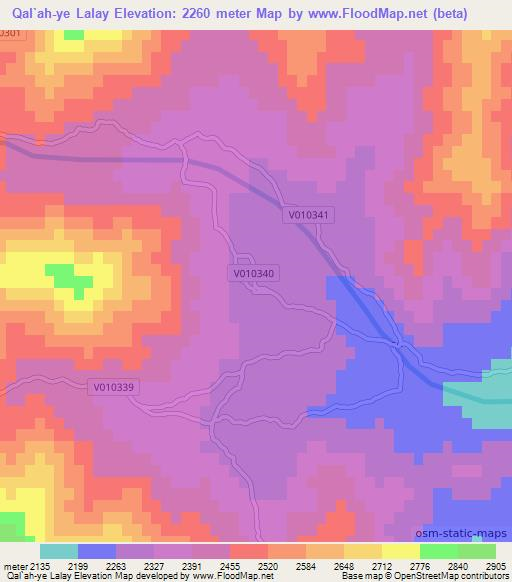 Qal`ah-ye Lalay,Afghanistan Elevation Map