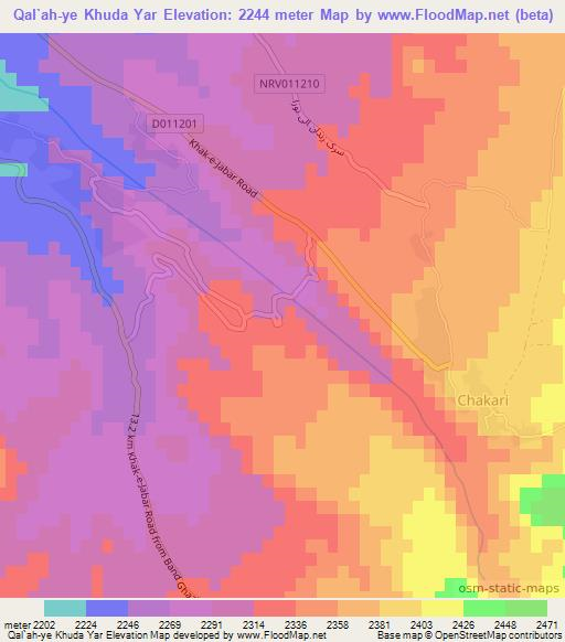 Qal`ah-ye Khuda Yar,Afghanistan Elevation Map