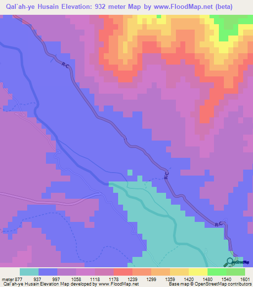 Qal`ah-ye Husain,Afghanistan Elevation Map