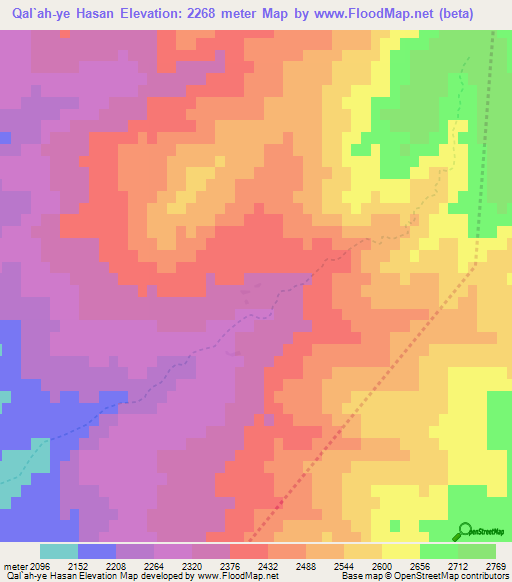 Qal`ah-ye Hasan,Afghanistan Elevation Map