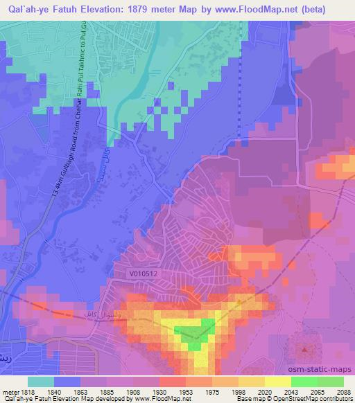 Qal`ah-ye Fatuh,Afghanistan Elevation Map
