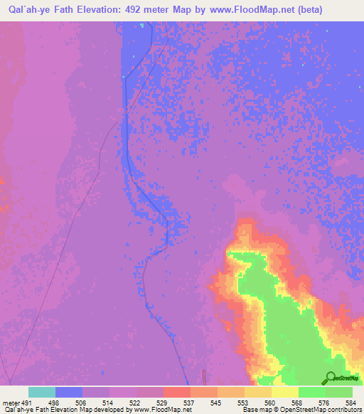 Qal`ah-ye Fath,Afghanistan Elevation Map