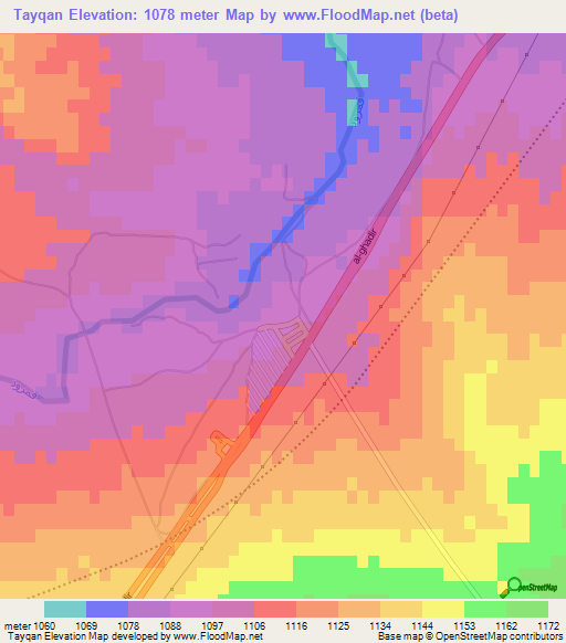 Tayqan,Iran Elevation Map