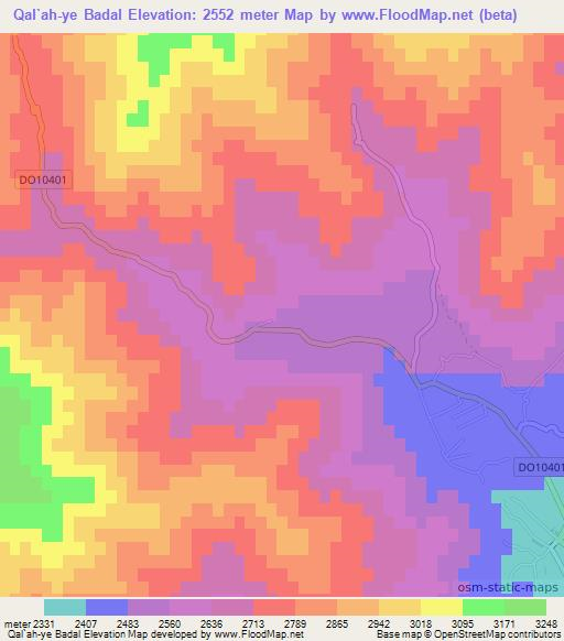 Qal`ah-ye Badal,Afghanistan Elevation Map