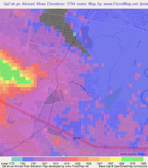 Qal`ah-ye Ahmad Khan,Afghanistan Elevation Map