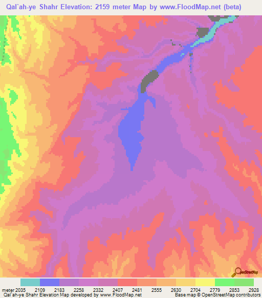 Qal`ah-ye Shahr,Afghanistan Elevation Map