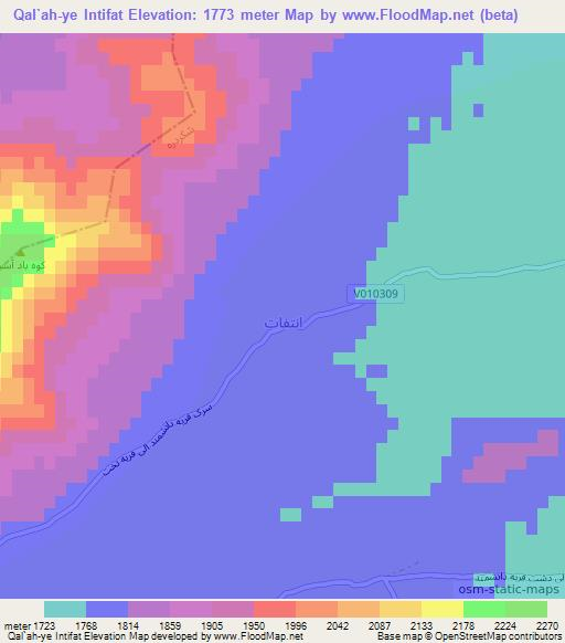 Qal`ah-ye Intifat,Afghanistan Elevation Map