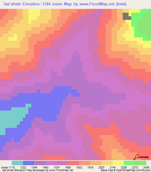 Qal`ahtak,Afghanistan Elevation Map