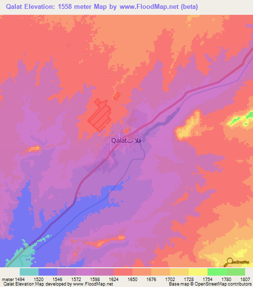Qalat,Afghanistan Elevation Map