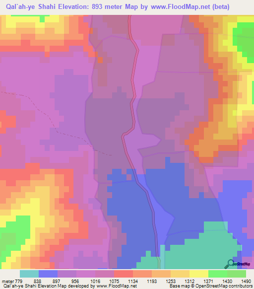 Qal`ah-ye Shahi,Afghanistan Elevation Map