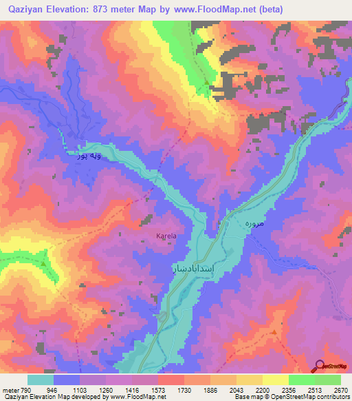Qaziyan,Afghanistan Elevation Map
