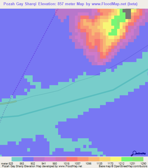Pozah Gay Sharqi,Afghanistan Elevation Map