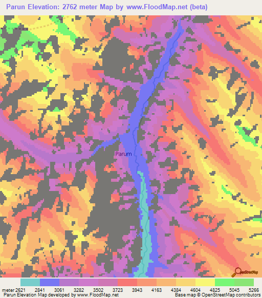 Parun,Afghanistan Elevation Map