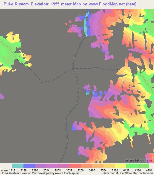 Pul-e Rustam,Afghanistan Elevation Map