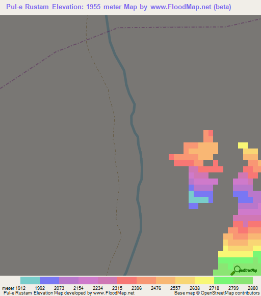 Pul-e Rustam,Afghanistan Elevation Map
