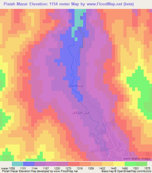 Pistah Mazar,Afghanistan Elevation Map