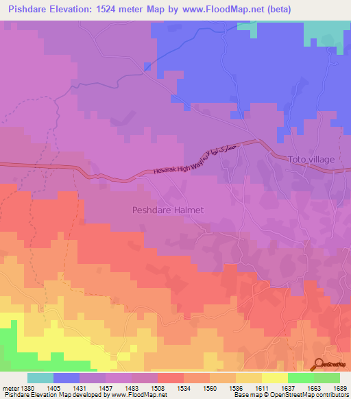 Pishdare,Afghanistan Elevation Map