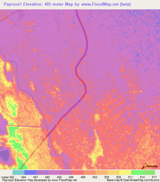 Payroza'i,Afghanistan Elevation Map