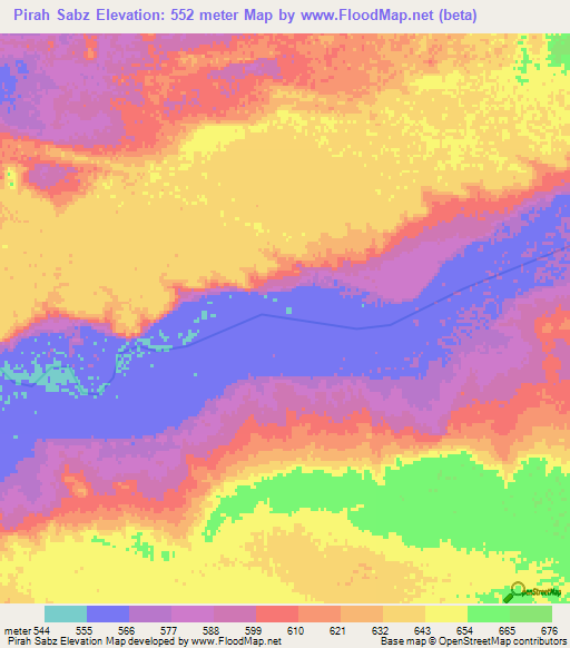 Pirah Sabz,Afghanistan Elevation Map