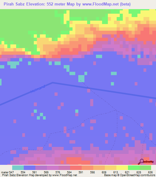 Pirah Sabz,Afghanistan Elevation Map
